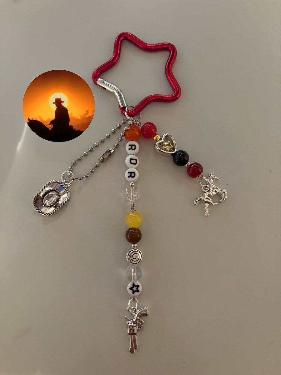 Cowboy outlaw video game inspired handmade keychain