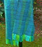Handwoven Wool & Bamboo Scarf – Teal & Green - Image 8