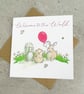 New Baby Card Animal Pink Balloon - Image 3