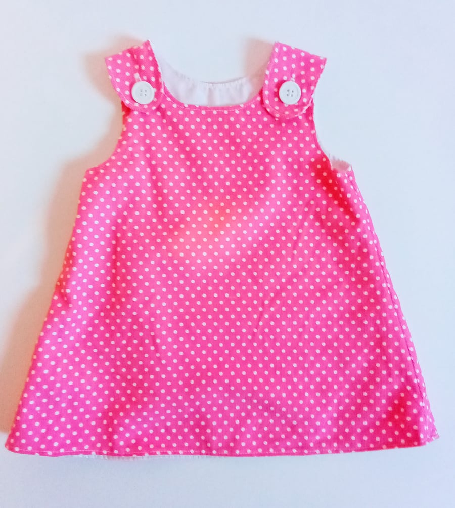 Pinafore Dress 6-12 months, A Line dress, pinafore, polka dot dress   