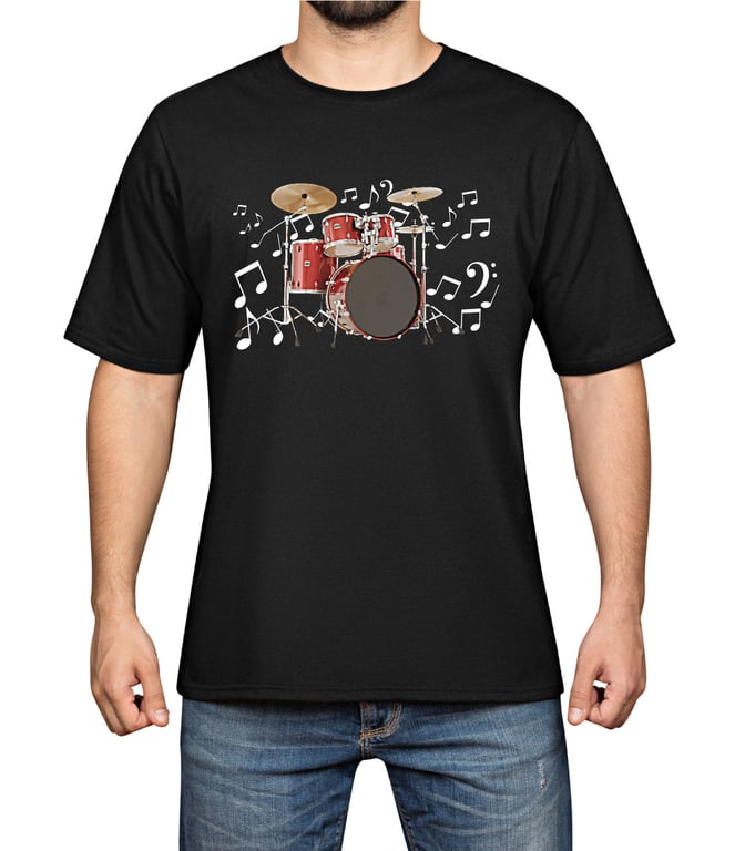 Drum Kit T Shirt, Drummers T Shirt, Men’s Drum Kit Top, Cotton T Shirt,