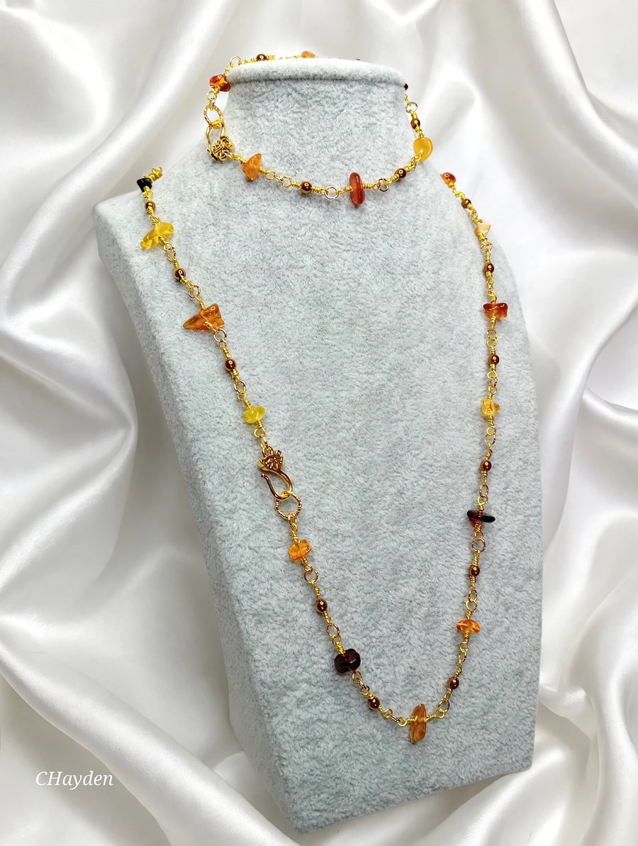 Amber Necklace and Bracelet Set