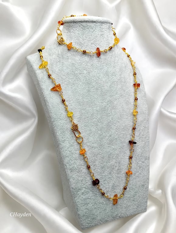 Amber Necklace and Bracelet Set