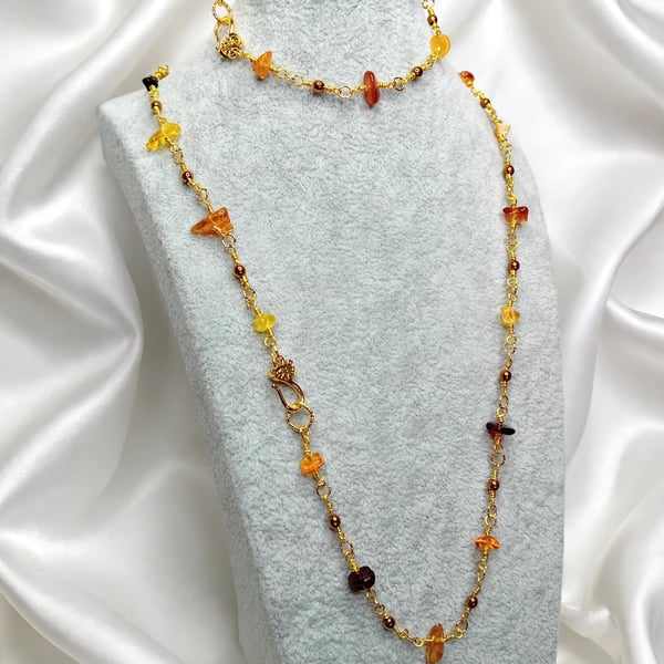 Amber Necklace and Bracelet Set