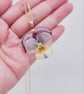 Pressed Real Pansy Pendant Necklace