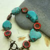 Turquoise & Czech artisan glass beads bracelet