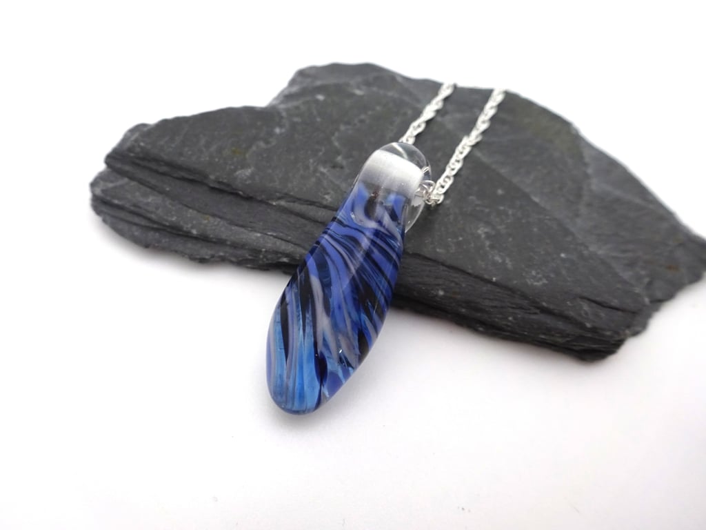 lampwork glass droplet pendant necklace