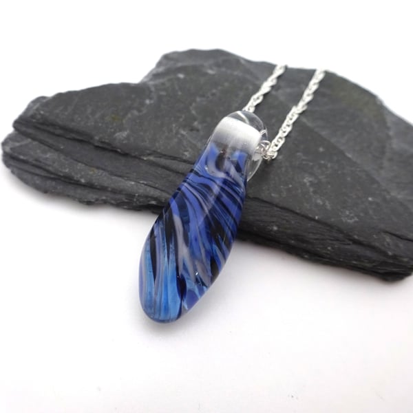 lampwork glass droplet pendant necklace