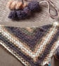 Crochet Triangular Neckerchief Scarf in Sparkly Brown and Cream  - Image 2