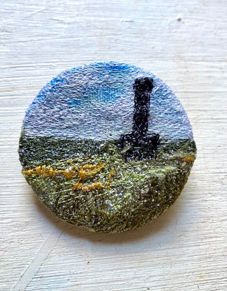 Peel Tower on Holcombe Hill, Embroidered Brooch