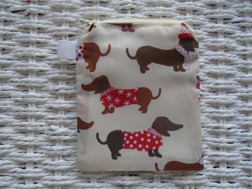 Winter Sausage Dog Themed Coin Purse or Card Holder.