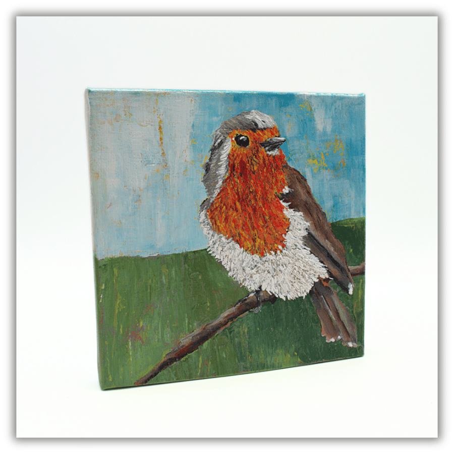 Original impasto painting - robin - British wildlife - ready to hang - bird