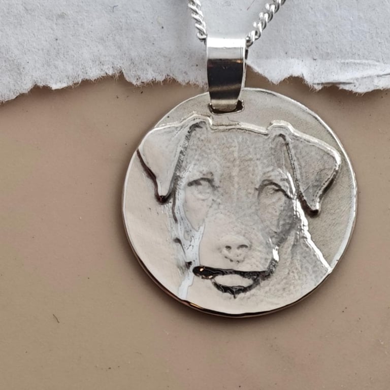 Hand Engraved Jack Russell Sterling Silver Pendant, Recycled UK Crafted Pet Neck