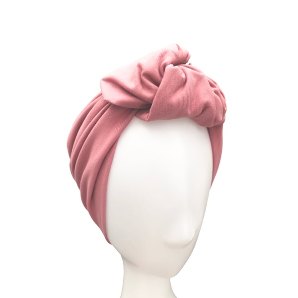Pastel Pink Women's Turban Head Wrap Headband, Dusty Pink Wide Cotton Headband