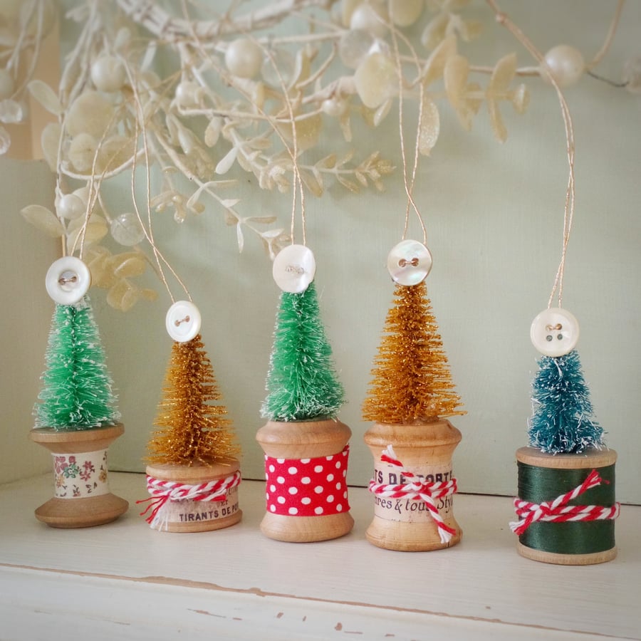 Christmas tree in a vintage bobbin decoration