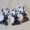 Set of three stag gift tags