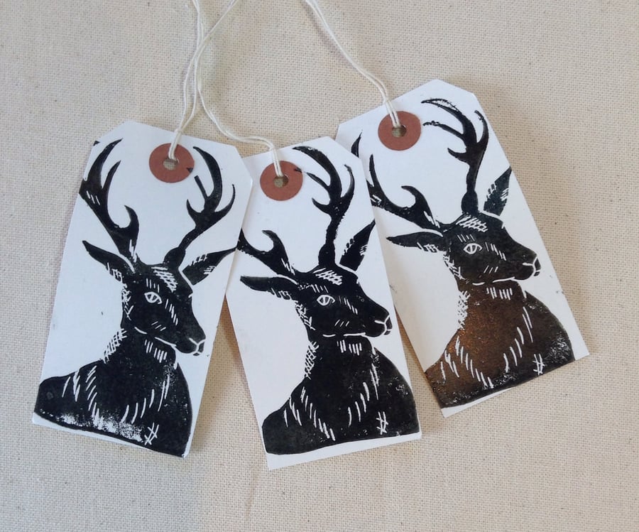 Set of three stag gift tags
