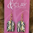 Black, Pink, Yellow and White Arch Shaped Earrings