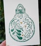 Lino Printed Christmas Card Bundle - 4 Bauble Motif Cards