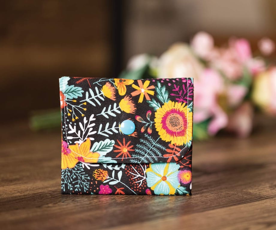 Handmade Coin Purse, Wallet Card Holder, Mini Wallet-Floral Design-CP15