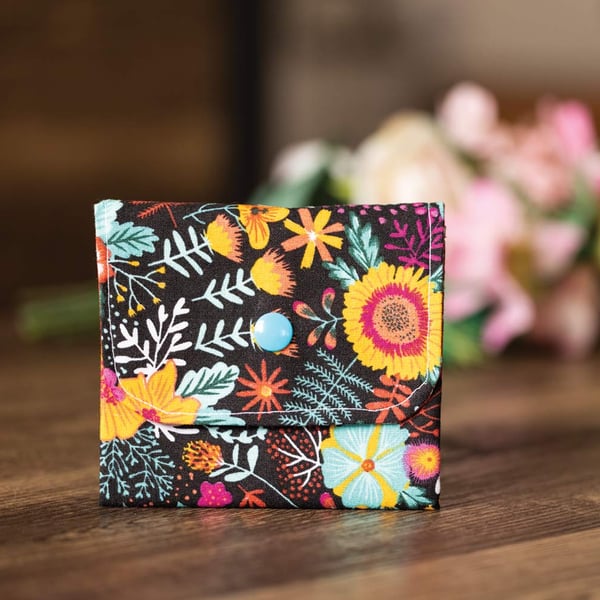 Handmade Coin Purse, Wallet Card Holder, Mini Wallet-Floral Design-CP15