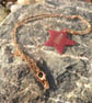Golden Christmas Tree on a Red Star Pendant Necklace