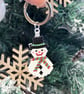 Handmade Christmas snowman beadwork keyring - Image 4