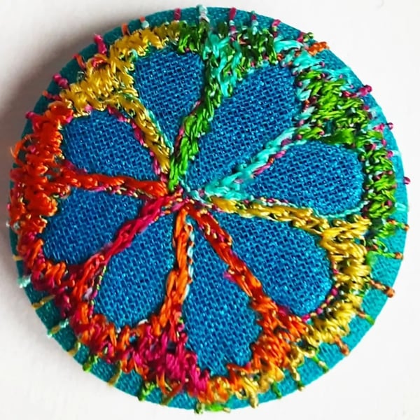 Buttons 1 inch button Hand Dyed Silks and Cottons Free Machine Embroidery Button