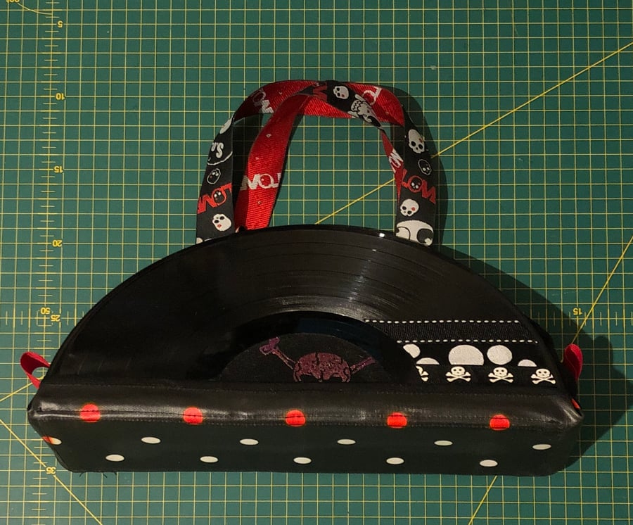 PROTOTYPE Rockabilly Record Handbag Red and Black Skull Punk Alternative