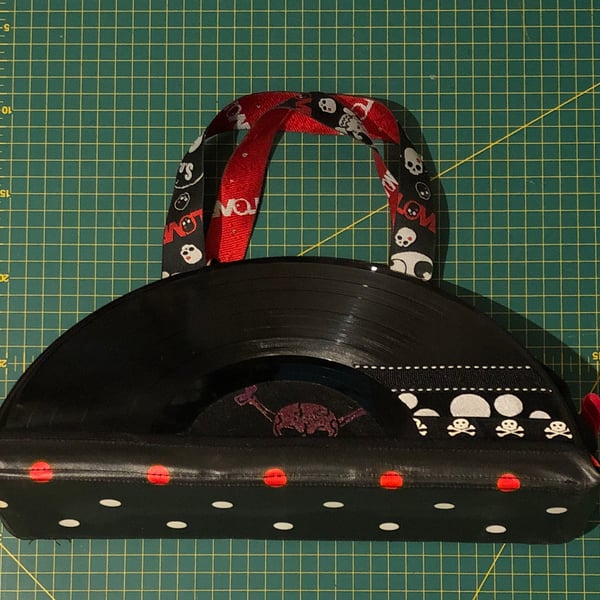 PROTOTYPE Rockabilly Record Handbag Red and Black Skull Punk Alternative