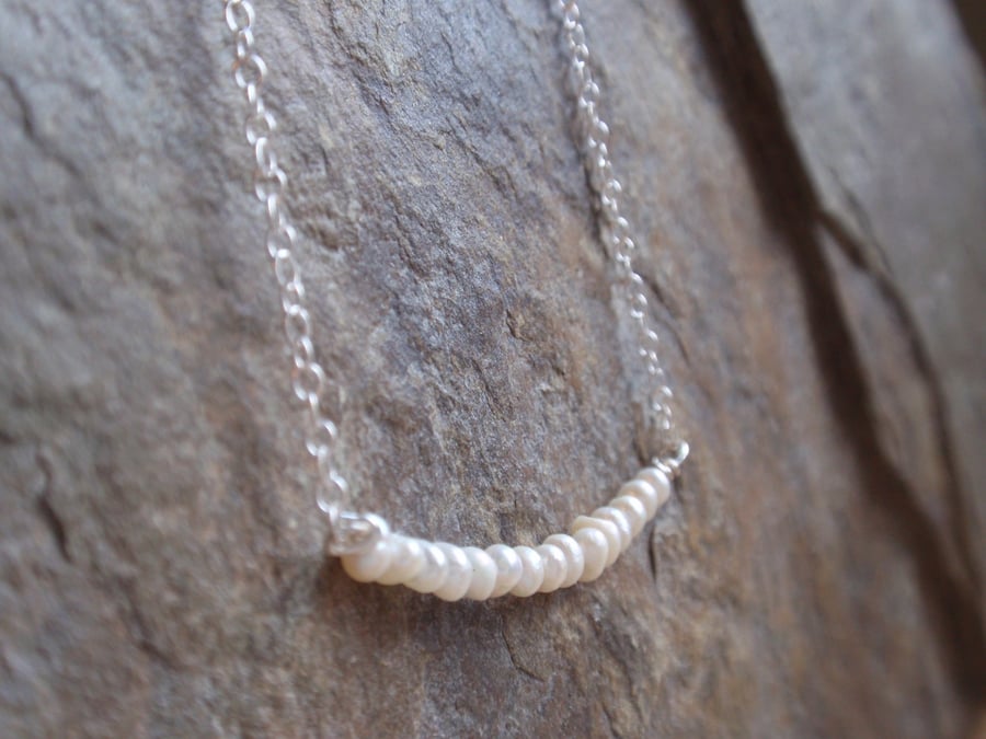 Freshwater pearl necklace with sterling silver chain