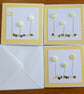Pack of 3 Mini Blank Cards - Yellow Button Flowers and Sequins