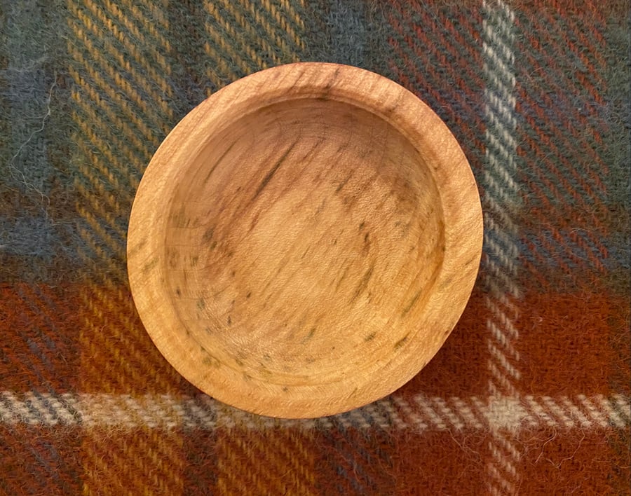 Spalted Sycamore Small Bowl with Burnt Orange Colour