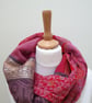 Sari silk double sided infinity scarf. Shades of burnt orange, burgundy, pink an - Image 8