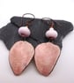 pink ceramic leaf earrings - Image 1