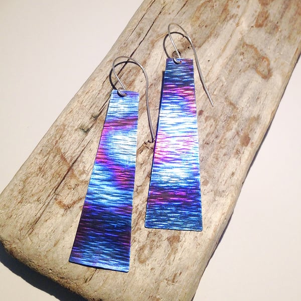  Handmade Coloured and Textured Titanium Earrings - UK Free Post