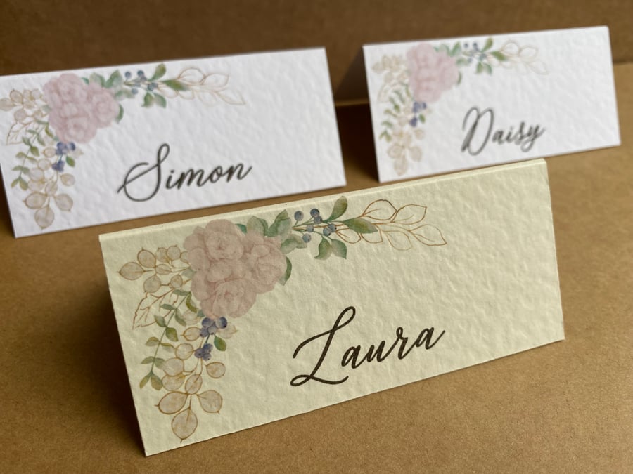 6x simple EUCALYPTUS arch name place CARDS foliage greenery table wedding decor