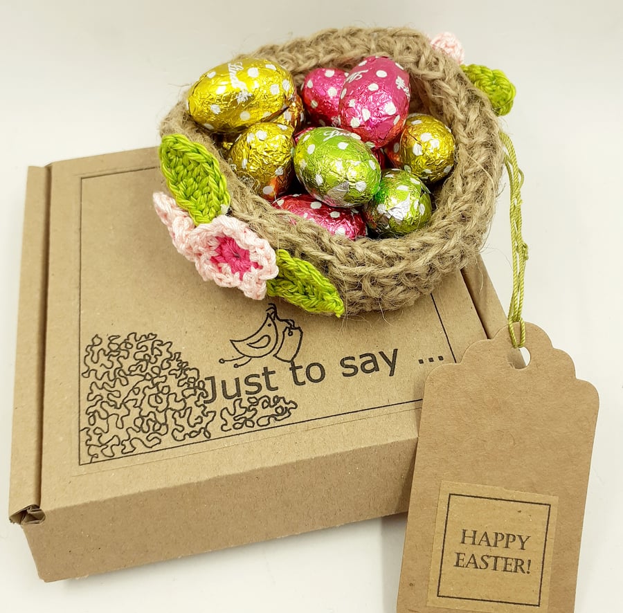 Crochet Jute Nest - Alternative to an Easter Card 