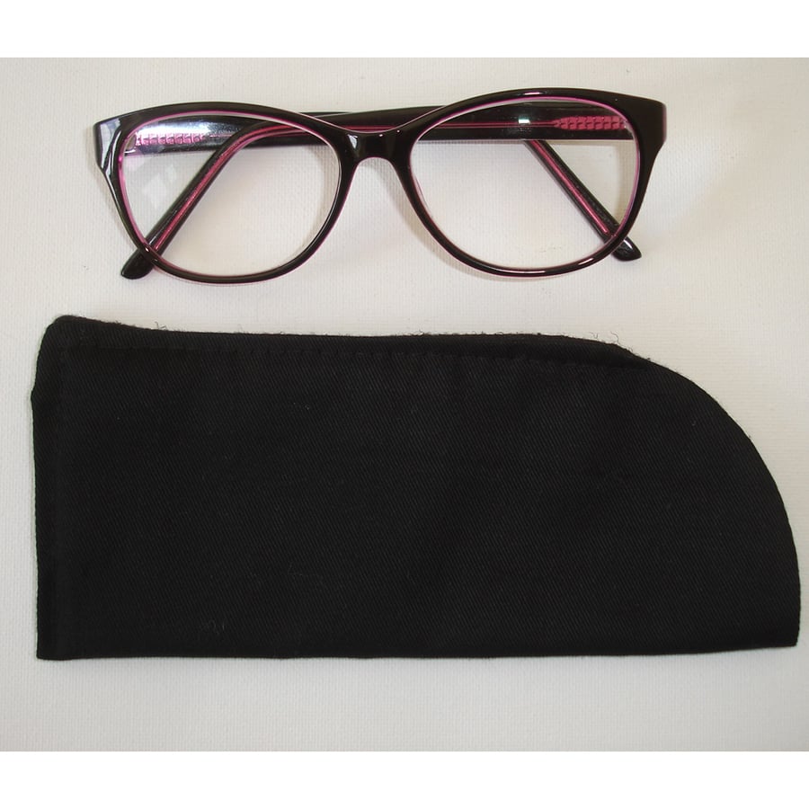 Black Glasses Sleeve Faux Leather Spectacles Case Vegan Vegetarian