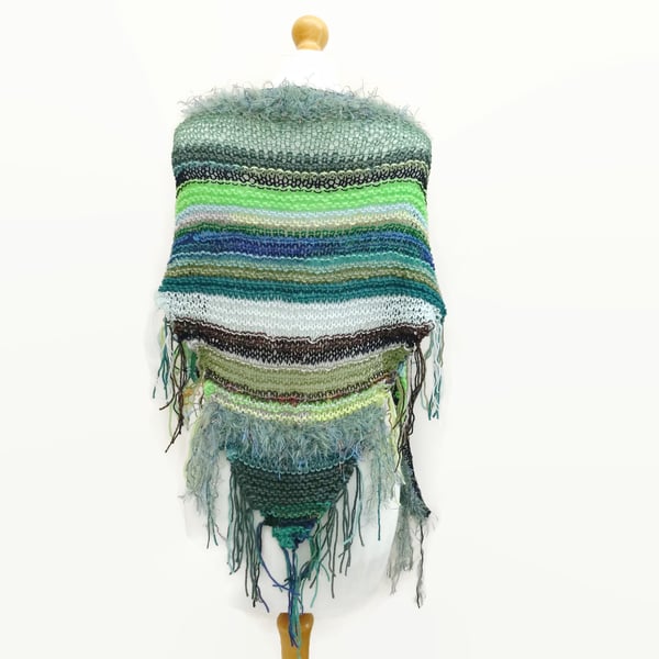 Shaggy   Shawl - Blue Green