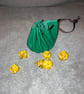 Green coloured leather drawstring dice bag - coin pouch - Image 4
