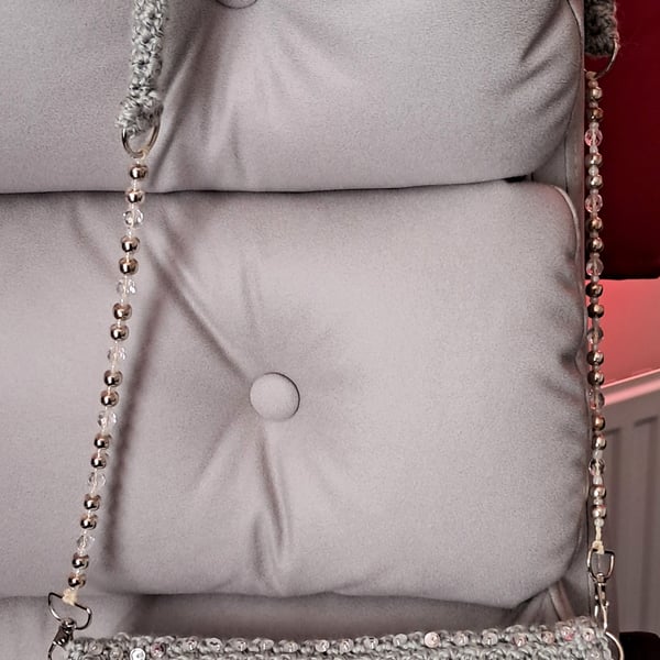 Silver Handmade Crocheted Evening Bag