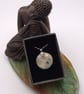 Turquoise Round Fused Glass Reactions Pendant with Real Silver Leaf Inclusion