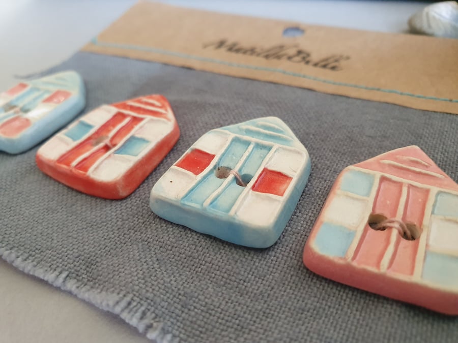 Handmade Ceramic Beach Hut Buttons