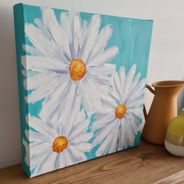 FREE DELIVERY original painting, daisy acrylic on canvas