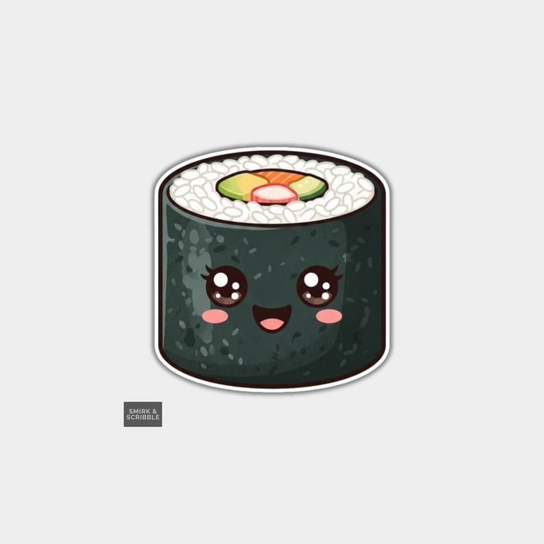 Funny Vinyl Die Cut Sticker For Adults - Cute Sushi