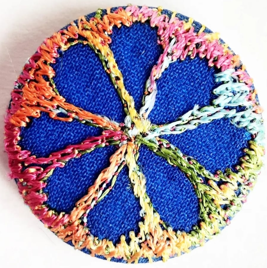 Buttons 1 inch button Hand Dyed Silks and Cottons Free Machine Embroidery Button