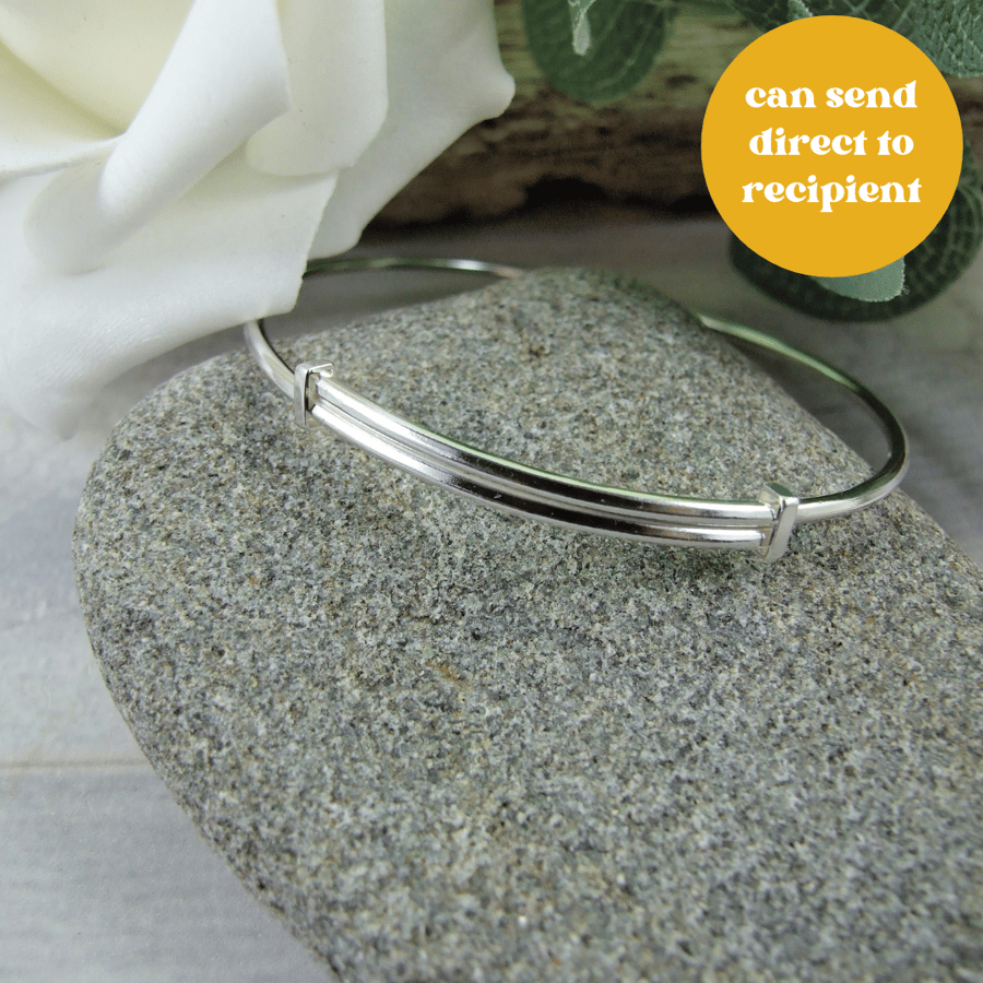 Sterling Silver Adjustable Fit Bangle. Ladies B - Folksy