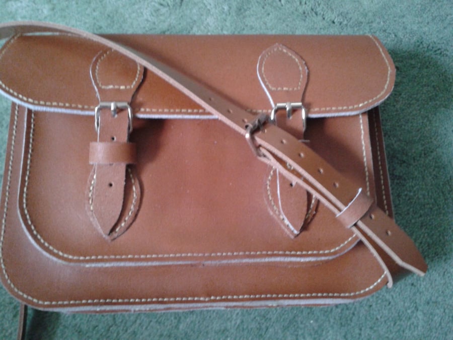 saddle tan leather satchel