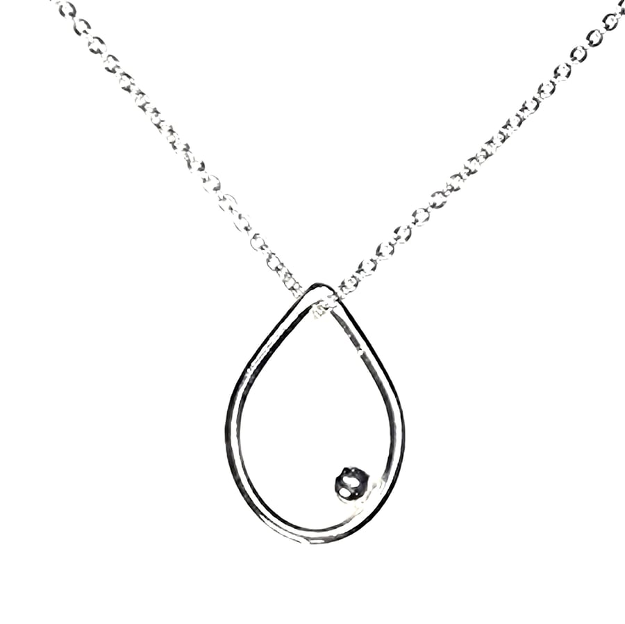 Silver Iris teardrop necklace - medium